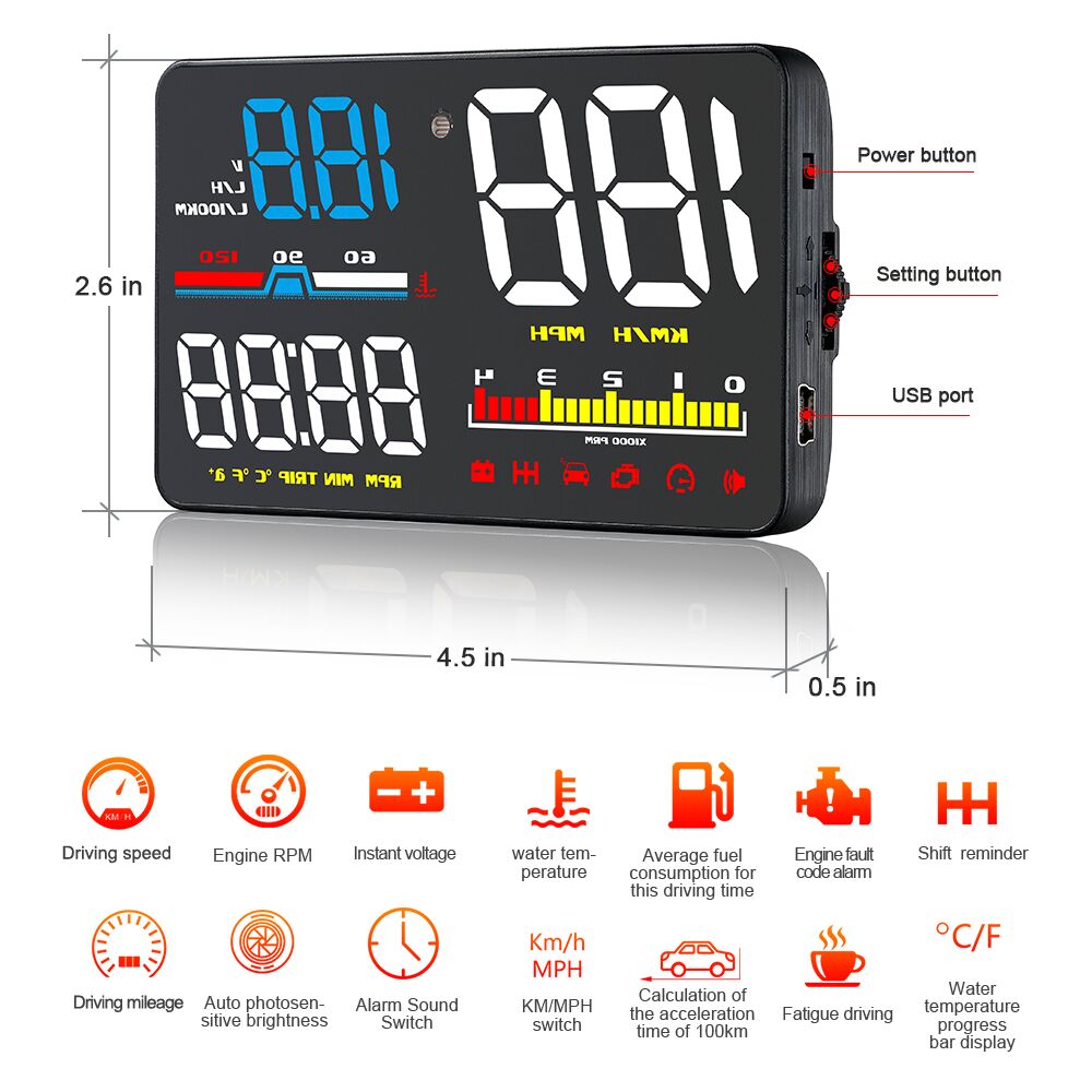 D5000 Digital OBD2 Car Windshi - Anemometer Wind Speed recension och pris